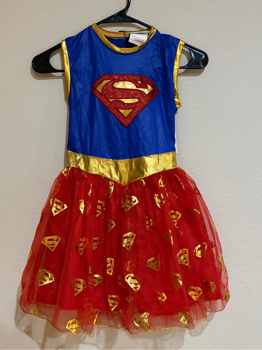 Rubie's DC Supergirl Costume Dress Medium Blue Red Gold Tutu Halloween Superhero